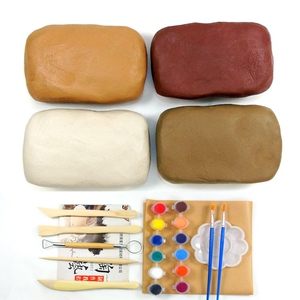 单烧制淘泥教学风模材黏料陶土泥土陶艺泥泥塑色娃娃小型干具工具