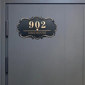 门牌号入户门家用住宅别墅室外仿古铜浮雕个性亚克力中式简约高端
