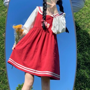 00邀晓月淘宝女中小学生校服班服夏季短袖水手服背带短裙六一表演服