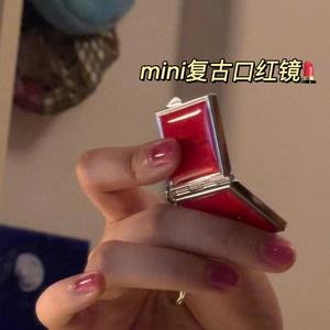 小红书同款复古红mini 口红镜小镜子高颜值复古宫廷风便携化妆镜