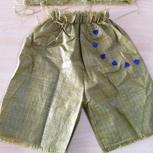 恒源祥六一新款编织袋时装走秀表演服装环保衣服儿童手工制作亲子