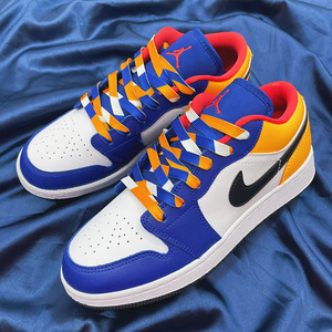 蓝黄白三色拼接鞋带适配aj1万斯dunk音速10斐乐新百伦斯凯奇赤兔4