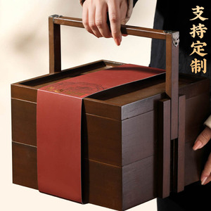 嘉兴粽子礼盒装定制蛋黄肉粽甜粽端午节送客户礼品双层木盒提篮