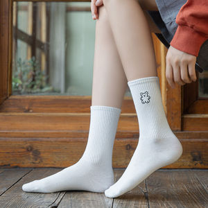 会起球的袜子白色袜子女春秋季中筒袜长袜纯棉日系通网红款夏季