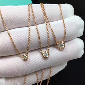 卡地亚单钻项链18k玫瑰金10分20分30分飞碟钻石经典款锁骨链女