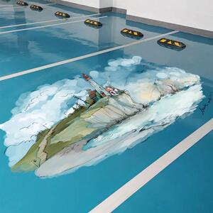 卡通创意地下车库车位涂鸦贴纸地面贴画防水地贴自粘个性装饰布置