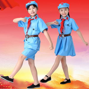 红军演出服装儿童短袖成人衣服老八路军红卫兵红星闪闪裙子表演服