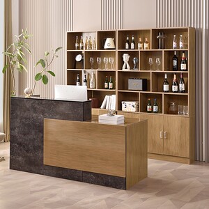 酒店吧台收银台美发店餐饮转角店铺小型简易饭店柜台中式一体现代