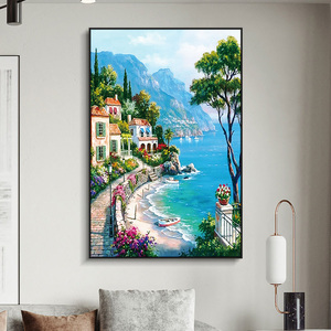 轻奢美式油画大海风景画客厅壁画沙发欧式威尼斯现代简约装饰挂画