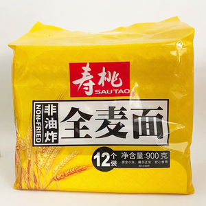 寿桃牌 荞麦面12个装900g袋装 非油炸面长寿面煮食面炒面早餐面食