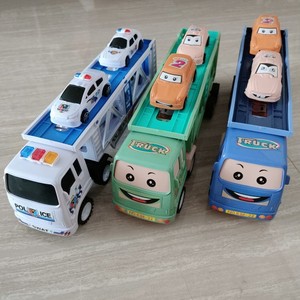 儿童警察拖头车玩具小汽车模型双层运输车大号卡车男孩女孩通用款