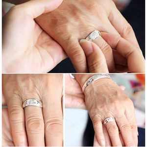 母亲节戒指s990纯银送长辈妈妈中老年人高档礼物光面活口素圈福字