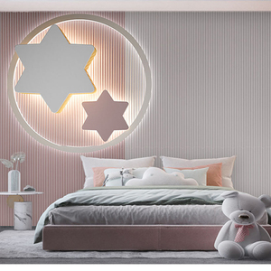 现代北欧条纹儿童房壁纸客厅卧室床头墙纸卡通粉色女孩房环保壁画