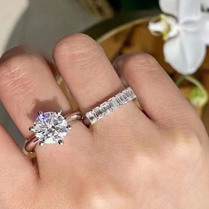 tiffany/蒂芙尼18k经典六爪戒指白金玫瑰金情侣男女订婚戒指