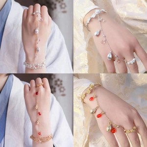 戒指手链一体紫霞仙子手链戒指一体链女紫霞手链铃铛古风汉服手饰