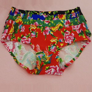 复古民族风东北大花内裤男内衣裤衩松紧腰大码女士舒适透气高弹力