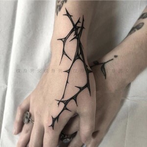 一份五张果汁鱼刺暗黑系酷朋克枫叶纹身贴防水 搓不掉男女持久手