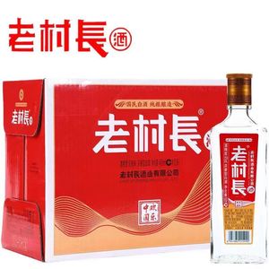 老村长欢乐中国红标40度浓香型白酒450ml*12瓶整箱光瓶装纯粮酒