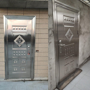 加厚简易304不锈钢门单门进户大门防盗家用农村阳台玻璃入户门