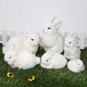仿真兔子摆件家居饰品假兔子公仔玩偶毛绒玩具小白兔拍照道具模型