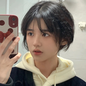 佐薇兰假发女短发中性女士帅气假发套短直发圆脸斜刘海自然全头套