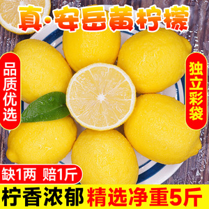 四川安岳黄柠檬5斤新鲜水果奶茶店专用皮薄一级香水酸柠檬无籽青