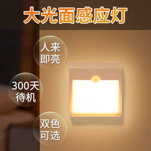 led智能人体感应地脚灯楼梯感应灯走廊过道床头卧室小夜灯无线