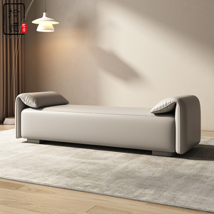 轻奢卧室真皮床尾凳家用入户换鞋凳客厅实木沙发凳衣帽间长条凳