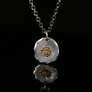 艺蚀太阳射线银饼s925银吊坠嘻哈百搭时尚情侣潮流银饰项链