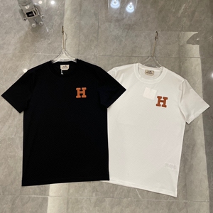 潮牌h家2022夏季新款大字母logo爱马男仕男女同款圆领t恤短袖上衣