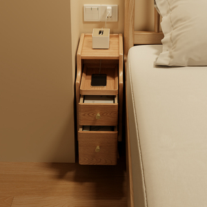 木屋记床头柜实木超窄床头柜小型夹缝柜置物架迷你床头柜极窄20cm