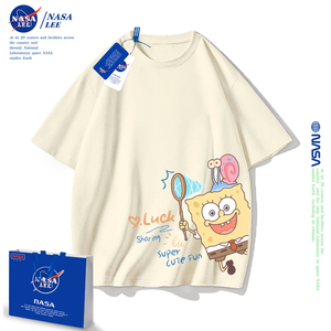 NASA联名夏季海绵宝宝短袖T恤女2023新款ins百搭可爱休闲纯棉半袖