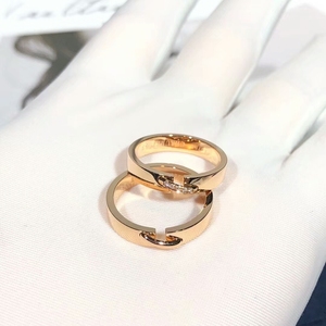 尚美巴黎plume戒指18k玫瑰金满钻v形男女婚戒情侣对戒