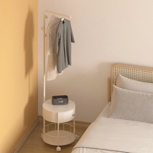 奶油风衣架落地卧室可移动客厅衣帽架创意家用床头柜挂衣架一体