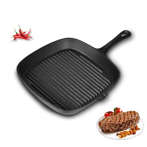 铁板烧平底锅加厚铸铁条纹牛排锅无涂层烧烤煎锅烤肉不粘锅牛扒锅