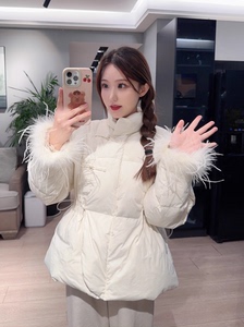新中式国风白色羽绒棉服女冬季大码收腰气质加厚短款棉衣棉袄外套