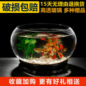 客厅鱼缸玻璃透明裸缸家用小型迷你创意圆形乌龟金鱼小鱼缸水族箱