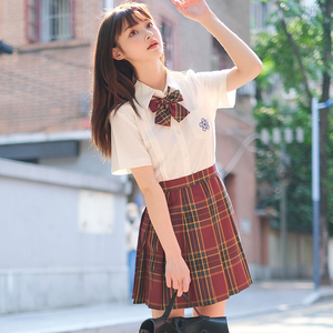 山楂树jk制服裙正版旗舰店官方jk格裙39cm红色jk百褶裙没内衬女夏