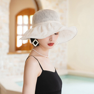 Bizi苾姿渔夫帽女夏季新款针织薄款大檐遮阳帽时尚防晒太阳帽子潮