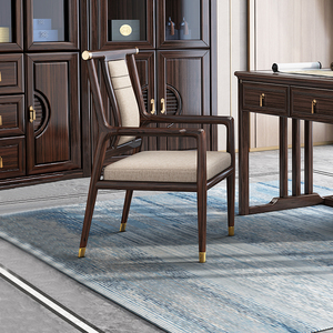 新中式全实木书椅太师椅轻奢现代乌金木餐椅简约家用椅子办公椅