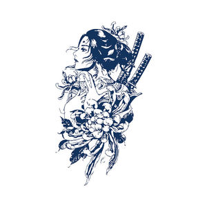 日本艺伎古风剑客草本果汁纹身贴持久纹身师设计性感网红款