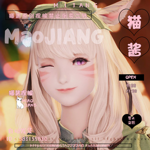 【喵酱】最终幻想14ff14捏脸脸型猫女魅猫族猫娘 甜甜美猫