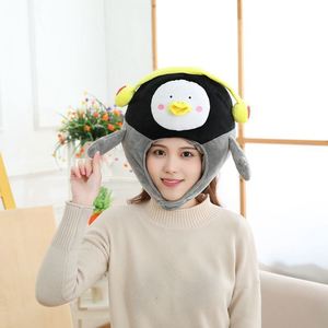 小企鹅的帽子韩国ins少女心卡通人物毛绒耳机头套出游音 拍照道具
