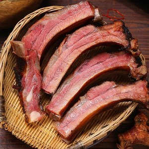 柴火烟熏腊味腊排骨四川湖南特产土家腊肉直排子排中排小排1斤2斤