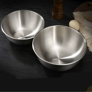 铁碗出口韩国ins304不锈钢带刻度大容量加厚冷面碗防摔不变形家用