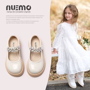 NUEMO法国风潮牌童鞋~白色女童小皮鞋儿童软底公主鞋学生演出单鞋