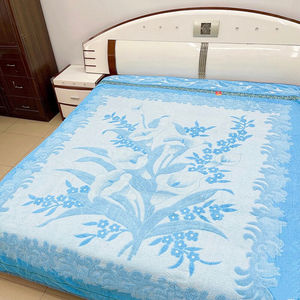 喜盈门老式毛巾被纯棉双人加厚夏季线圈提花成人毛巾毯全棉家用浅