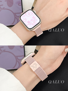 QALUO新款细款米兰尼斯金属磁吸表带适用apple watchS9/S8表带iwatch7苹果手表se/6/5/4代41/45mm女生高级感