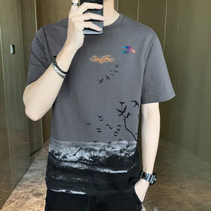 安踏2022新款春夏季吸汗棉短袖t恤衫男半袖运动水墨中国风上衣服