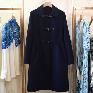 高端定制d家双面羊绒大衣女法式风高级感外套藏蓝色高腰宽松显瘦